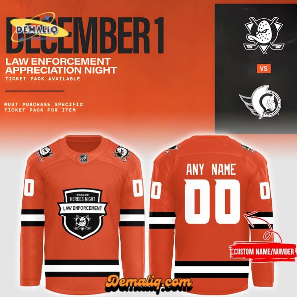 Anaheim Ducks 2024 Law Enforcement Appreciation Night Premium Limited Jersey