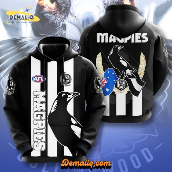 Collingwood FC 3D Apparel – VANDH MAGPIES HOODIE