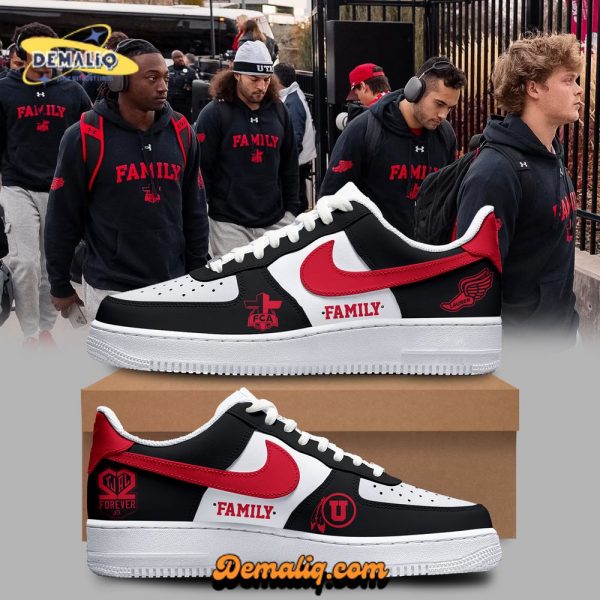 Family Forever Utah Football AF1 Shoes – Black, Unisex Football Sneakers