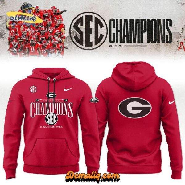 Georgia Bulldogs 2024 SEC Football Champions Nike Hoodie – Red