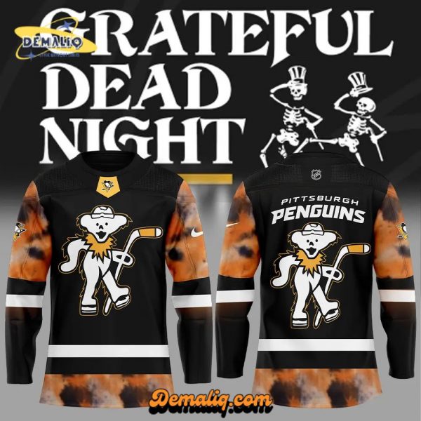 Limited Edition Nike Pittsburgh Penguins Grateful Dead Night Black Jersey