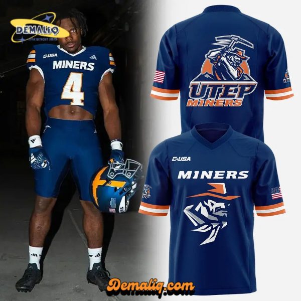 Limited Edition UTEP Football Uniform Navy Blue Football Jersey – 2024 Exclusive