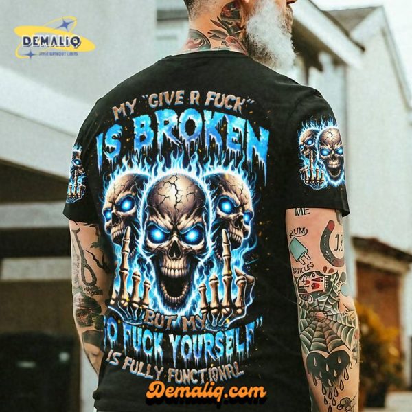 MY GIVE A F IS BROKEN SKULL ALL OVER PRINT FY482 HOODIE