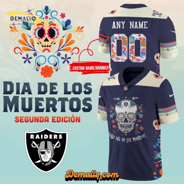 Men’s Nike Las Vegas Raiders 2024 NFL Dia De Los Muertos Premium Limited Personalized Jersey – Holiday Apparel