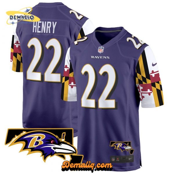 Men’s Ravens Maryland Flag Game Jersey – All Stitched