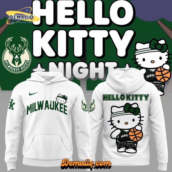 Milwaukee Bucks x Hello Kitty 2024 Special Edition White Hoodie