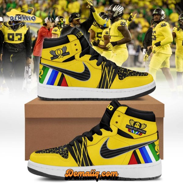 Oregon Ducks “Stomp Out Cancer” AJ1 Sneaker Shoes Limited Edition