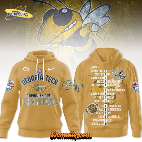 PREMIUM GTYJ EORGIA TECH BIRMINGHAM BOWL CHAMPIONS 3D HOODIE TN