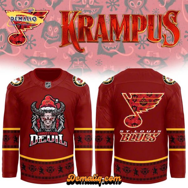 St. Louis Blues 2024 NHL Christmas Devil Krampus Holiday Premium Jersey