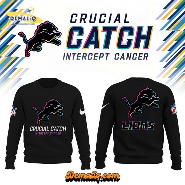 Black Detroit Lions 2025 NFL Crucial Catch Combo Sweatshirt