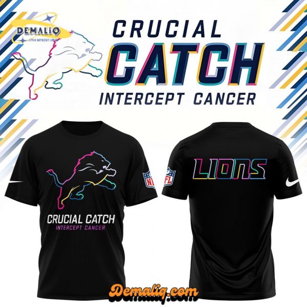 Black Detroit Lions 2025 NFL Crucial Catch Combo Tshirt