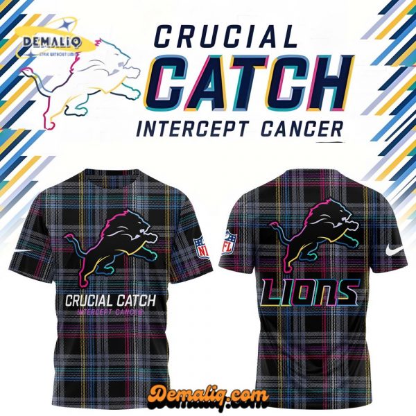 Black Detroit Lions 2025 NFL Crucial Catch Combo Tshirt Caro