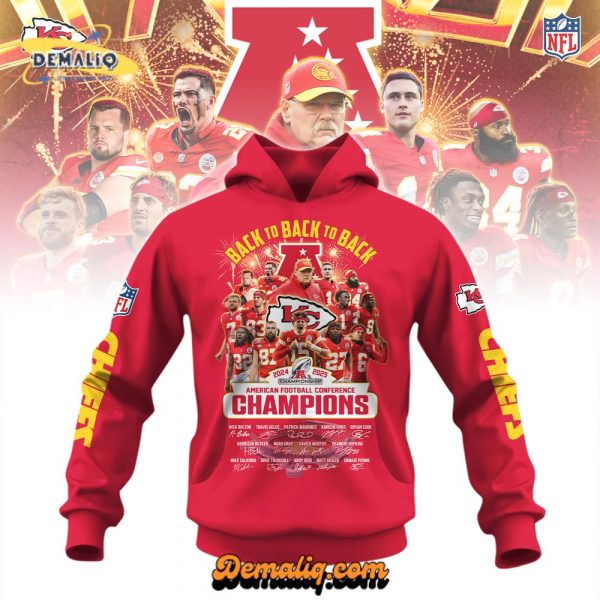 Kansas City Chiefs x AFC Champions 2025 White Hoodie