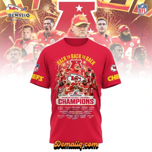 Kansas City Chiefs x AFC Champions 2025 Black T-Shirt