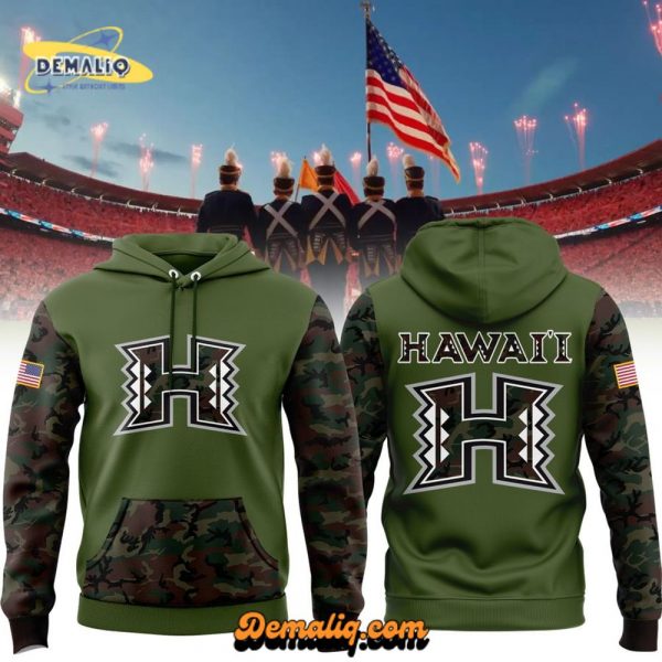 Limited Edition Hawai’i Football Veteran Camo Hoodie 2024 – Military Appreciation Gear