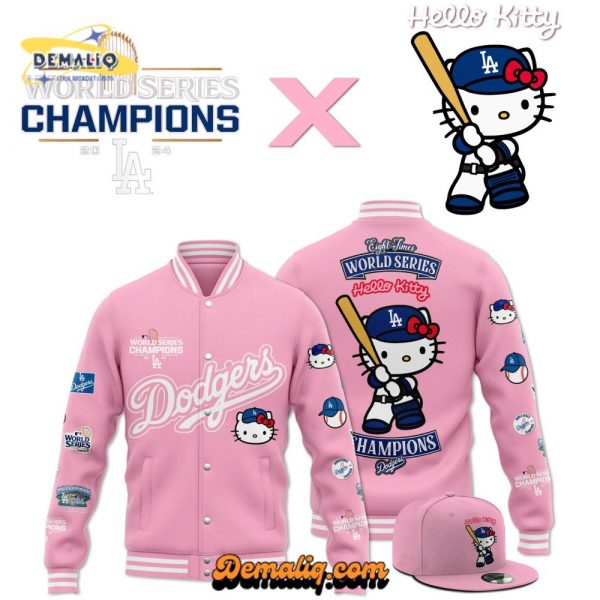 Los Angeles Dodgers 2025 World Series Champions Baseball Pink jacket Hello Ketty