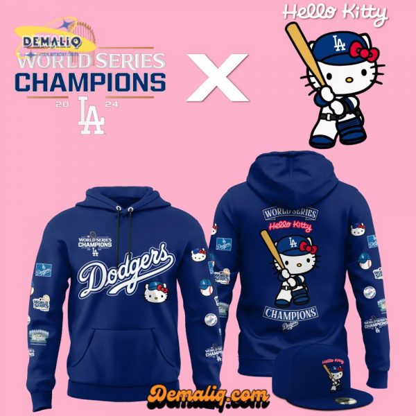 Los Angeles Dodgers Hello Kitty Limited Edition Blue Hoodie 2025 V2