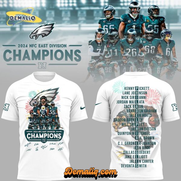 Philadelphia Eagles NFL Nike Limited 2025 NFC EAST Division Champions White TShirt