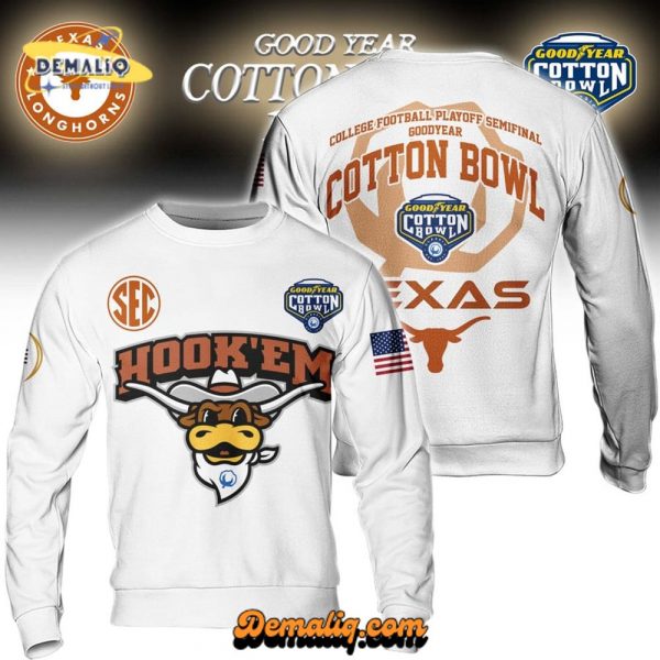 TEXAS HOOK ‘EM HORNS TEX PREMIUM SWEATSHIRT GOOD YEAR COTTON BOWL HCT APT TELO