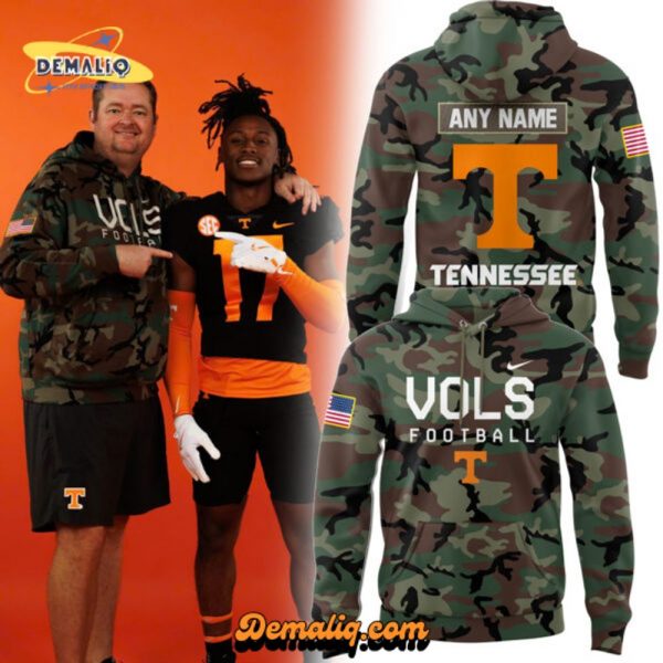 Tennessee Football Nike Camo Salute to Service Club Custom Name Hoodie