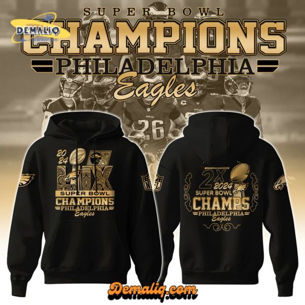 Philadelphia Eagles x Super Bowl LIX Champions Hoodie HO02122502 (Black)