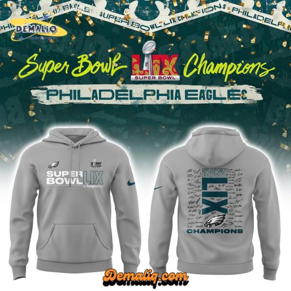 Philadelphia Eagles x Super Bowl LIX Roster Autograph Signing Hoodie HO02122505 (Grey)